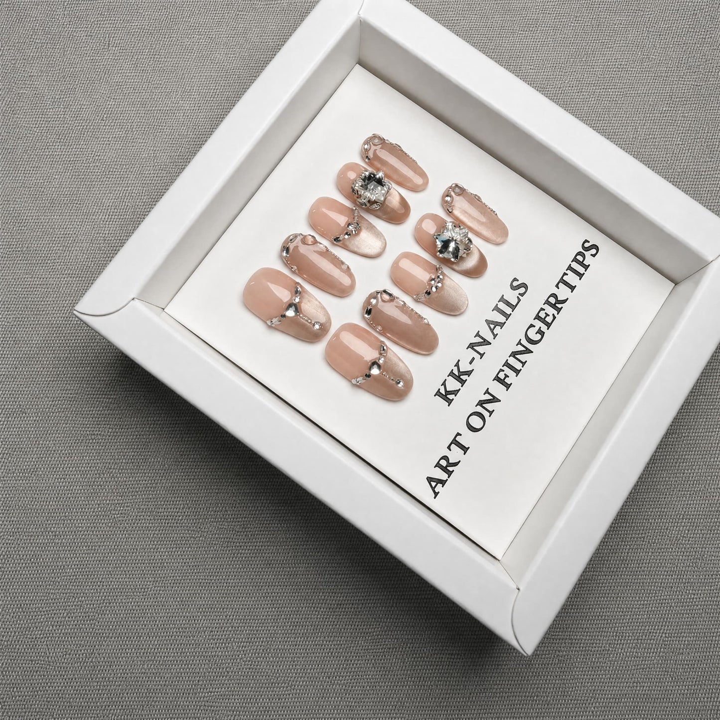 Blush Crystal Veil Press-On Nails//A3
