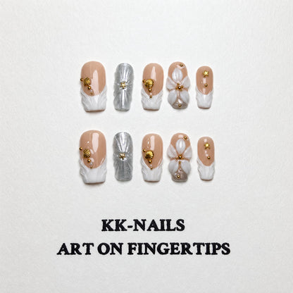 Golden Tide Blossom Press-On Nails/B1