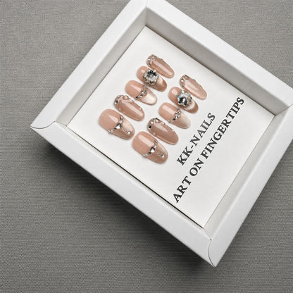 Blush Crystal Veil Press-On Nails//A3