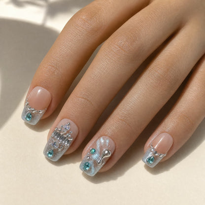 Aqua Crown Luxe Press-On Nails//A4