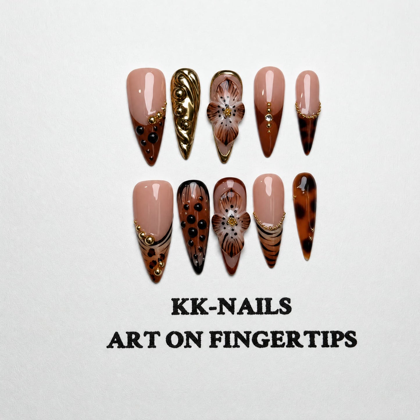 Mocha Garden Heirloom Press-On Nails//A5