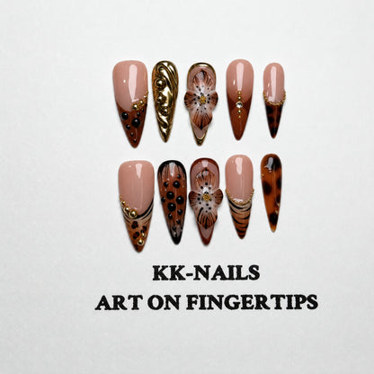 Mocha Garden Heirloom Press-On Nails//A5