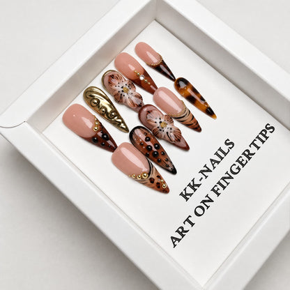 Mocha Garden Heirloom Press-On Nails//A5